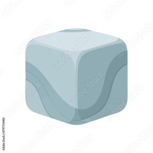 Minimalist flat vector calming neuro chew cube with rounded edges and gentle wavelike patterns on a clean white background, symbolizing relaxation, emotional balance and stress relief 