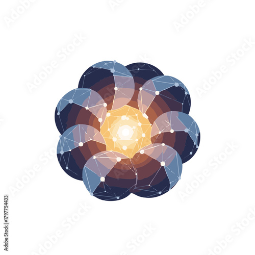Minimalist flat vector futuristic memory berry with geometric neural segments and a soft glowing core on a clean white background, symbolizing cognitive enhancement, brain health 