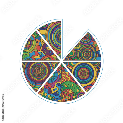 Futuristic minimalist creativity fruit in flat vector style, divided into asymmetric geometric slices with expressive internal patterns symbolizing imagination, inspiration and cognitive innovation 