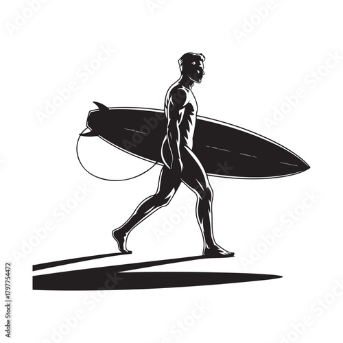 Surfer on Wave Vector Silhouette Graphic Icon