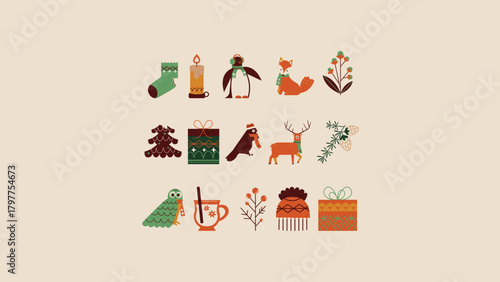 Red Green and Yellow Folksy Christmas Somber Greetings Christmas Presentation