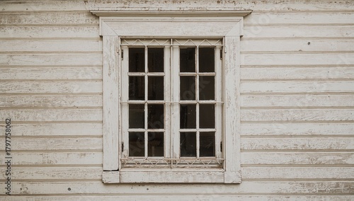 Old wooden-framed window with grill, showcasing potential maintenance challenges