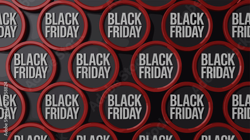 Black Friday promotion graphic with circular badges.