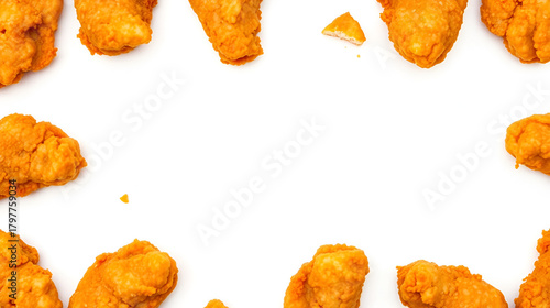 fried chicken strips on white background, fast food menu concept