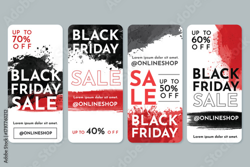 watercolor black friday instagram stories vector design illustration