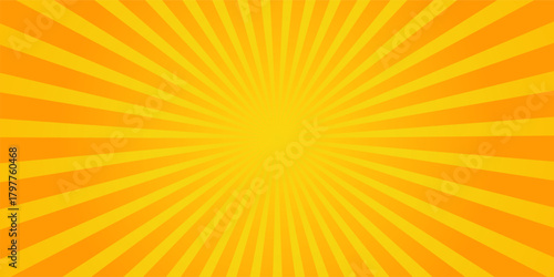 Orange Sunburst Pattern Background. Rays. Radial. Summer Banner. Vector Illustration