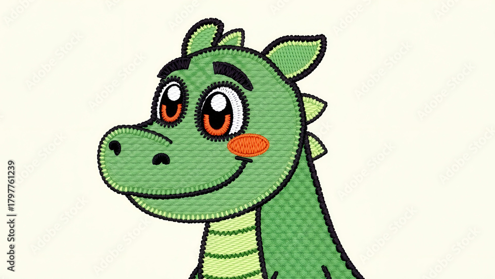 Obraz premium Adorable Green Applique Dino