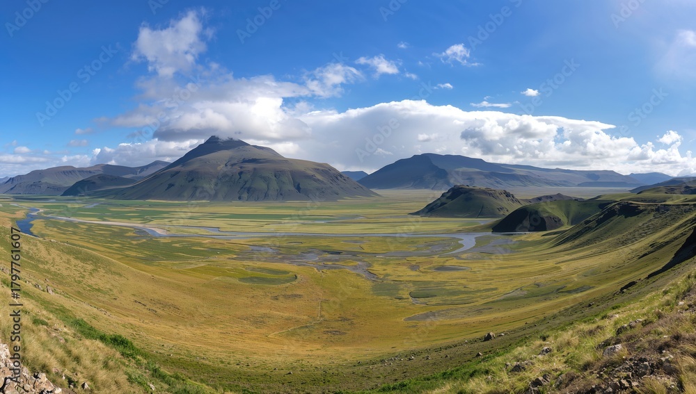Naklejka premium Scenic view of Landmannalaugar showcasing unique geological formations, erosion risk