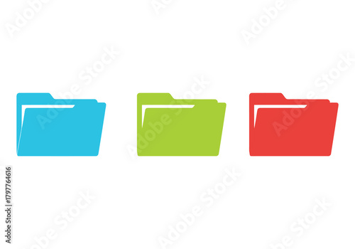 Three brightly colored folder icons displayed in a simple row