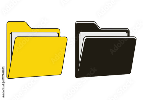 Two file folders one yellow and one black are shown