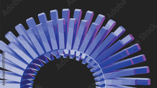 Fan turbine illustration with circular 3D pattern and decorative design elements