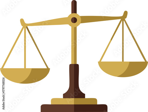 Golden Scales of Justice Icon Graphic for Legal Balance