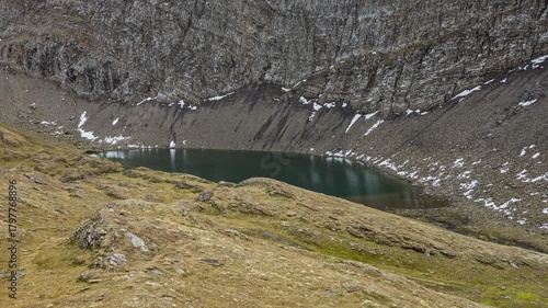 Time lapse, view on a lake surrounded by mountains. Hagelseewli lake, canton of Berne, Switzerland