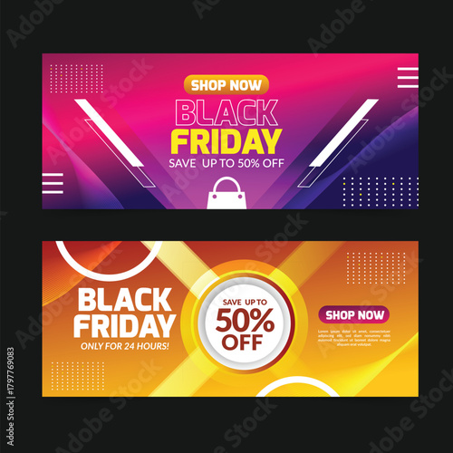 gradient colours black friday sale banner vector design illustration