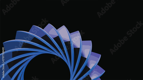 Colorful geometric spiral art with blue abstract patterns