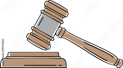 Gavel Illustration Symbol of Justice and Legal Proceedings