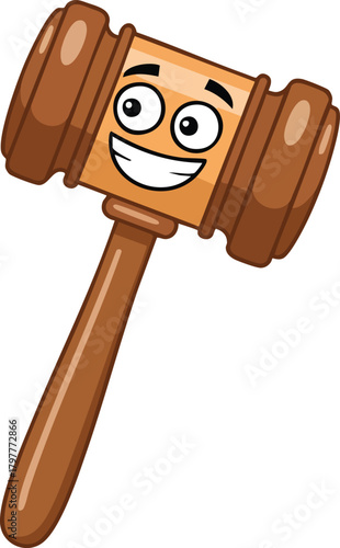 Cartoon Gavel Character Justice and Law with a Smile
