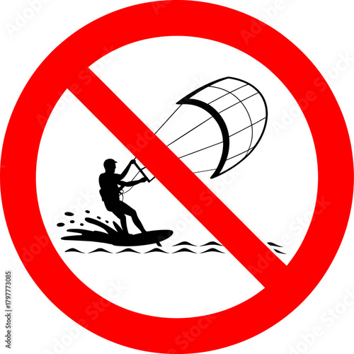No Kitesurfing Prohibition Sign