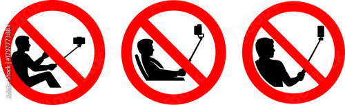 No Selfie Stick Prohibition Signs Set