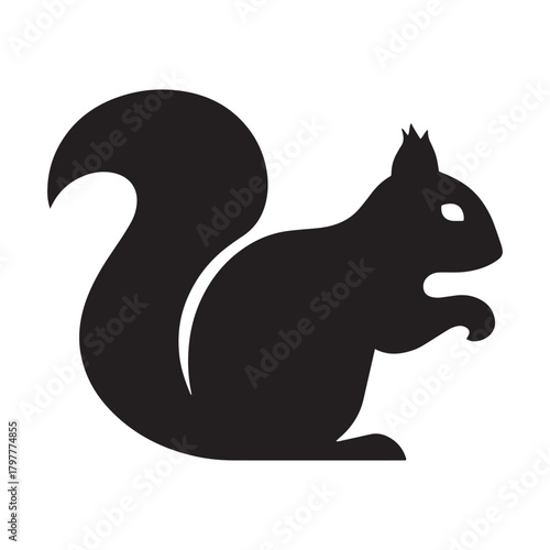 Squirrel silhouette vector illustration of a rodent isolated on white background for nature and wildlife designs