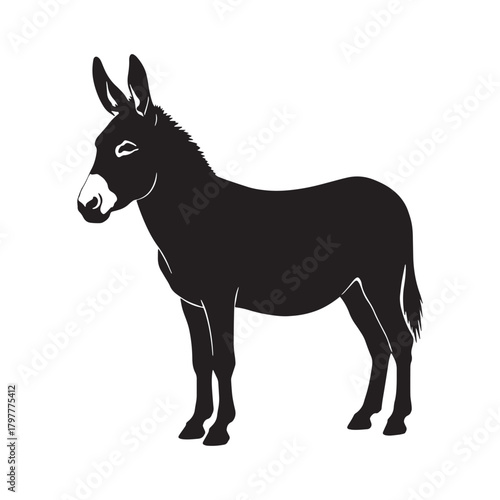 Donkey silhouette vector illustration of a farm animal isolated on white background
