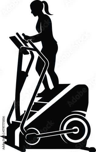 Gym workout cardio machine female silhouette for fitness activity illustration Vector silhouette