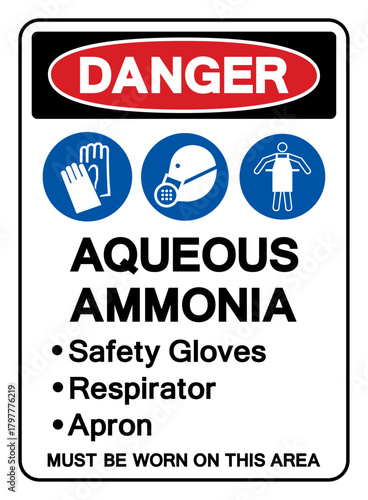 Danger Aqueous Ammonia Symbol Sign, Vector Illustration, Isolate On White Background, Label. EPS10