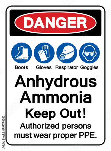Danger Anhydous Ammonia Symbol Sign, Vector Illustration, Isolate On White Background, Label. EPS10