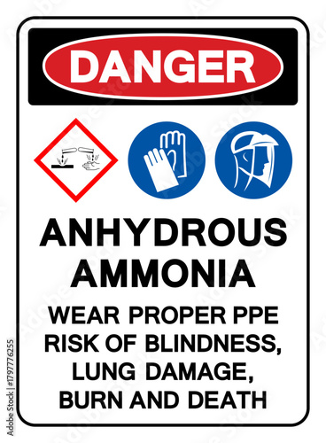 Danger Anhydrous Ammonia Symbol Sign, Vector Illustration, Isolate On White Background, Label.EPS10