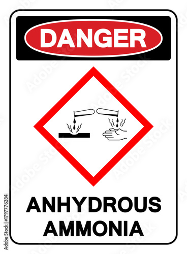 Danger Anhydrous Ammonia Symbol Sign, Vector Illustration, Isolate On White Background, Label.EPS10