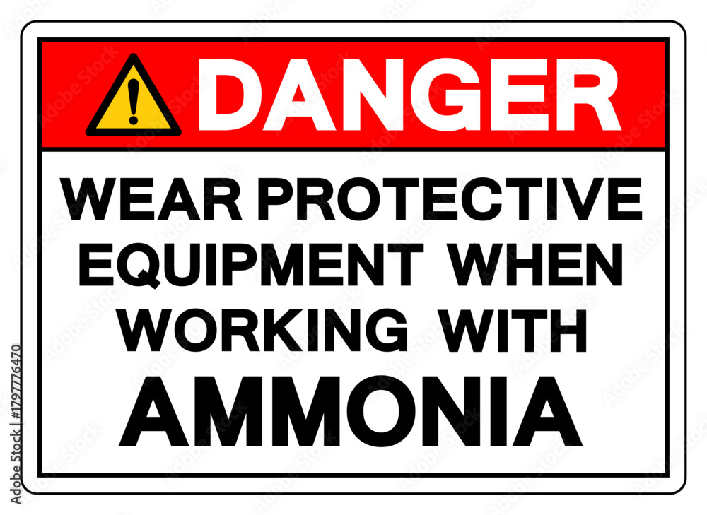 Fototapeta premium Danger Wear Pretective Equipment When Working With Ammonia Symbol Sign, Vector Illustration, Isolate On White Background, Label.EPS10