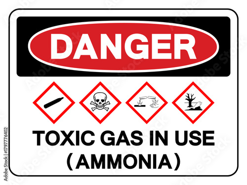 Danger Toxic Gas In Use Ammonia Symbol Sign, Vector Illustration, Isolate On White Background, Label.EPS10
