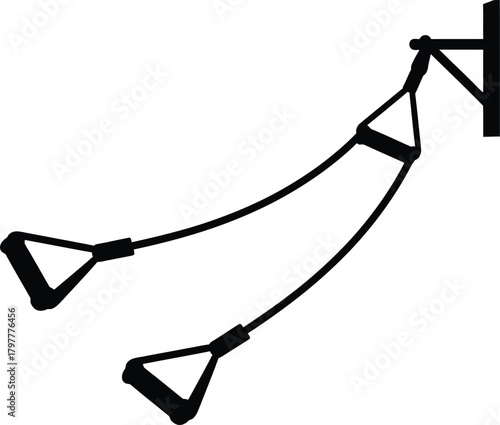 Suspension training straps with anchor for bodyweight fitness exercise Vector silhouette