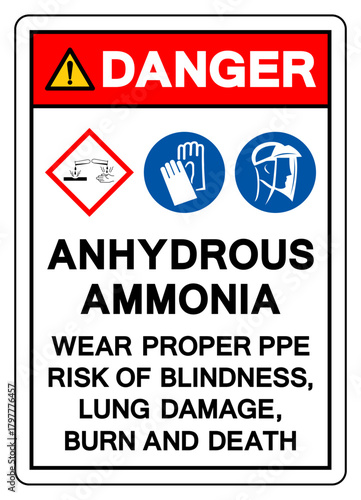 Danger Anhydrous Ammonia Symbol Sign, Vector Illustration, Isolate On White Background, Label.EPS10