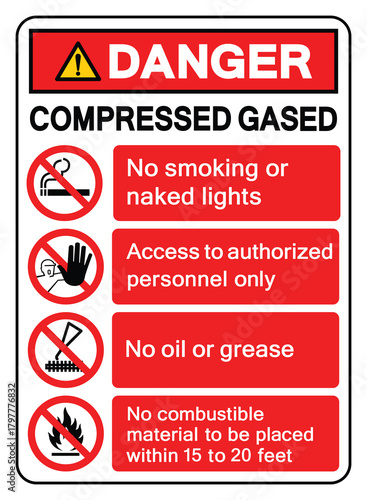 Danger Compressed Gas Symbol Sign ,Vector Illustration, Isolate On White Background Label.EPS10