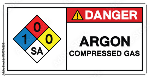Danger Argon Compressed Gas Symbol Sign ,Vector Illustration, Isolate On White Background Label.EPS10