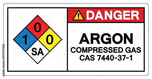 Danger Argon Compressed Gas Symbol Sign ,Vector Illustration, Isolate On White Background Label.EPS10