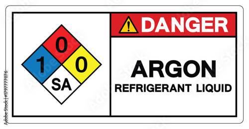 Danger Argon Refrigrant Liquid Symbol Sign ,Vector Illustration, Isolate On White Background Label.EPS10