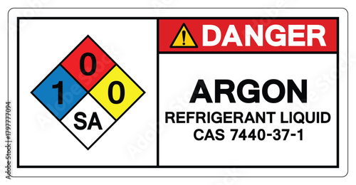 Danger Argon Refrigrant Liquid Symbol Sign ,Vector Illustration, Isolate On White Background Label.EPS10