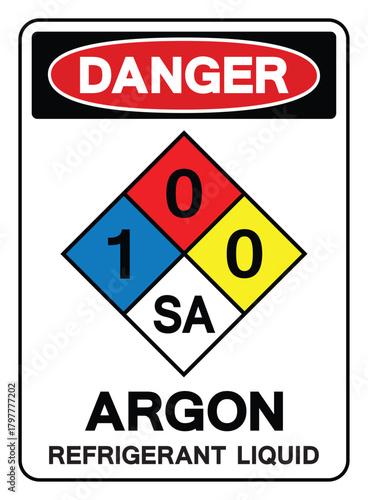 Danger Argon Refrigrant Liquid Symbol Sign ,Vector Illustration, Isolate On White Background Label.EPS10