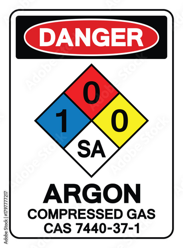 Danger Argon Compressed Gas Symbol Sign ,Vector Illustration, Isolate On White Background Label.EPS10