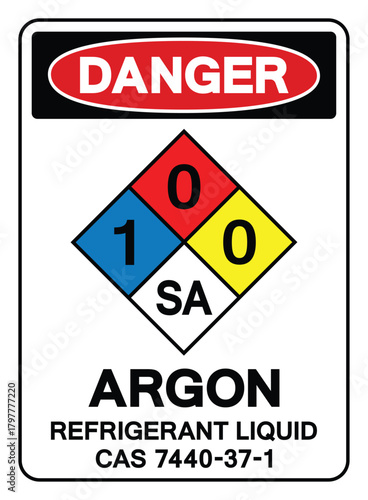 Danger Argon Refrigrant Liquid Symbol Sign ,Vector Illustration, Isolate On White Background Label.EPS10