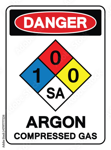 Danger Argon Compressed Gas Symbol Sign ,Vector Illustration, Isolate On White Background Label.EPS10