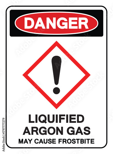 Danger Liquified Argon Gas May Cause Frostbite Symbol Sign ,Vector Illustration, Isolate On White Background Label.EPS10