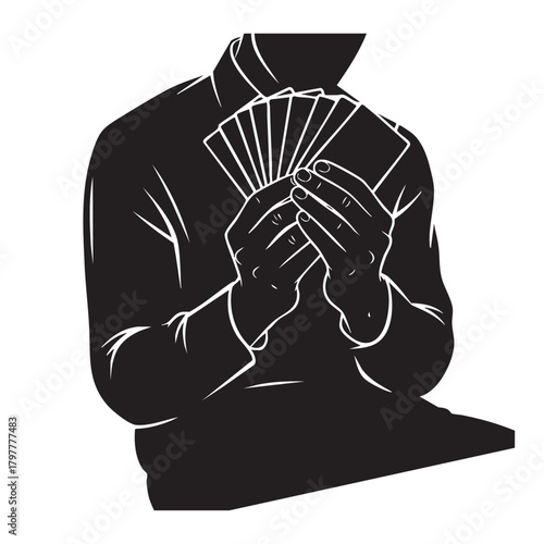 a_black_and_white_drawing_of_a_man_praying_traced