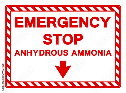 Emergency Stop Anhydrous Ammonia Symbol Sign, Vector Illustration, Isolate On White Background, Label.EPS10