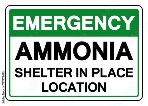Emergency Ammonia Shelter In Place Location Symbol Sign, Vector Illustration, Isolate On White Background, Label.EPS10