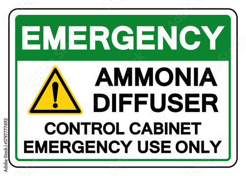 Emergency Ammonia Diffuser Control Cabinet Symbol Sign, Vector Illustration, Isolate On White Background, Label.EPS10