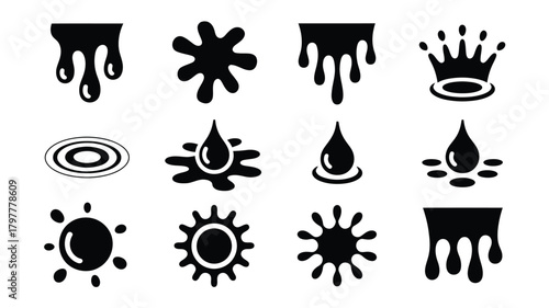 Unique dripping paint and ink design elements for your next project, perfect for adding creative flair and a splash of artistic style to any design.