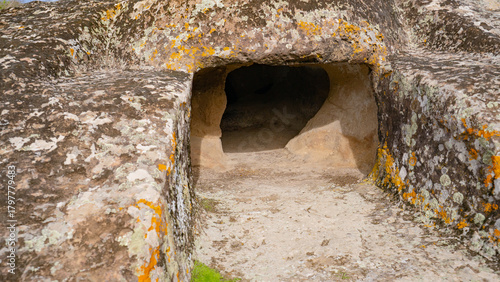 Quadro su tela Domus de Janas of Genna Salixi Ancient Rock-Cut Necropolis in Sardinia